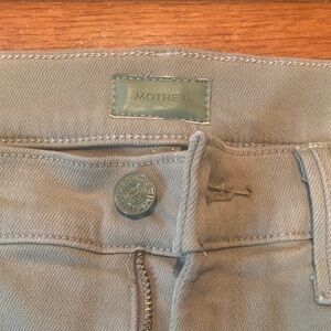 MOTHER The Stash Mid Rise Dazzler Ankle in Olive Green Denim